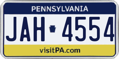 PA license plate JAH4554