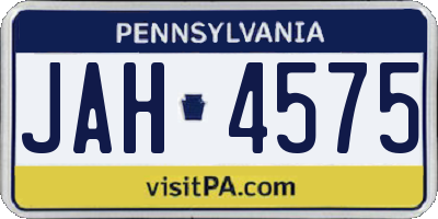 PA license plate JAH4575