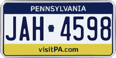 PA license plate JAH4598