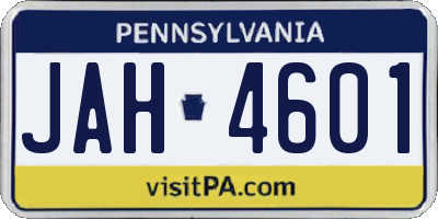 PA license plate JAH4601