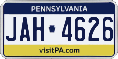 PA license plate JAH4626