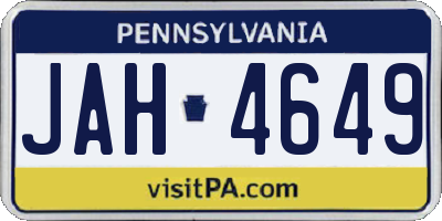 PA license plate JAH4649