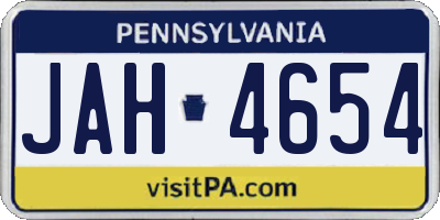 PA license plate JAH4654