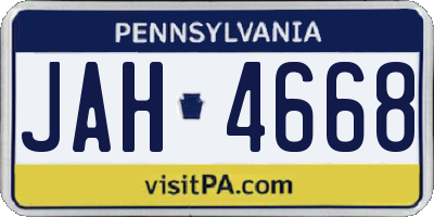 PA license plate JAH4668
