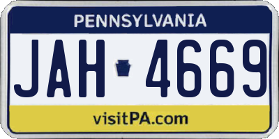 PA license plate JAH4669