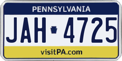 PA license plate JAH4725
