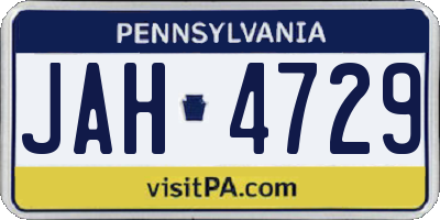 PA license plate JAH4729