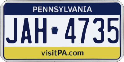 PA license plate JAH4735