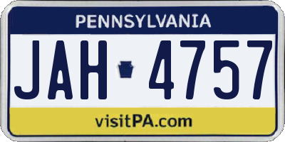 PA license plate JAH4757