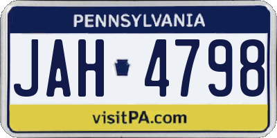 PA license plate JAH4798