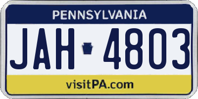 PA license plate JAH4803