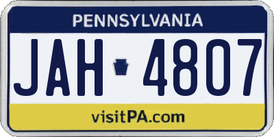 PA license plate JAH4807