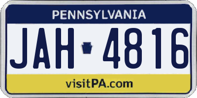PA license plate JAH4816