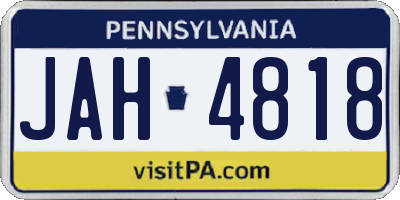 PA license plate JAH4818