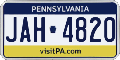 PA license plate JAH4820