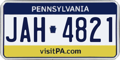 PA license plate JAH4821