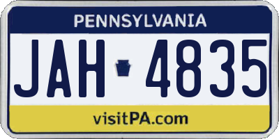 PA license plate JAH4835