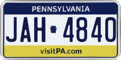 PA license plate JAH4840
