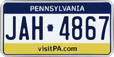 PA license plate JAH4867