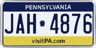 PA license plate JAH4876