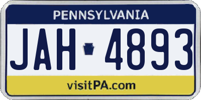 PA license plate JAH4893
