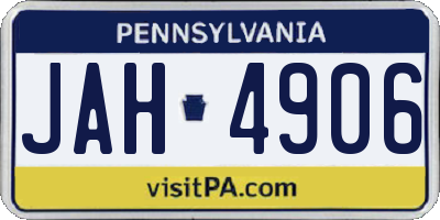 PA license plate JAH4906