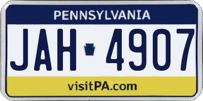 PA license plate JAH4907