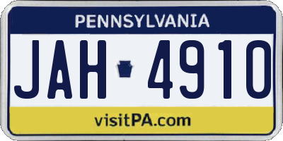 PA license plate JAH4910
