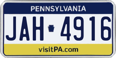 PA license plate JAH4916