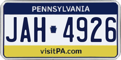 PA license plate JAH4926