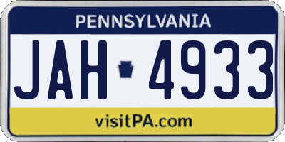 PA license plate JAH4933
