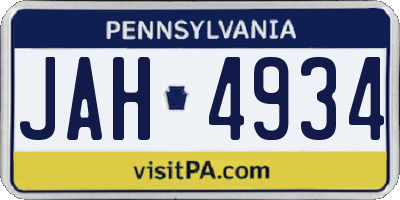 PA license plate JAH4934