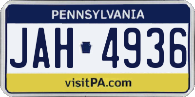 PA license plate JAH4936