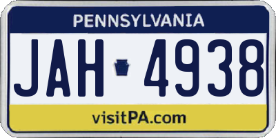 PA license plate JAH4938