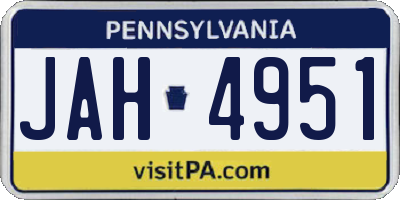PA license plate JAH4951