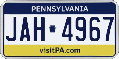 PA license plate JAH4967