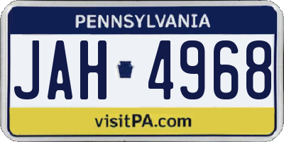 PA license plate JAH4968