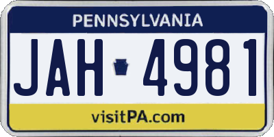 PA license plate JAH4981