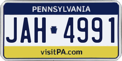 PA license plate JAH4991