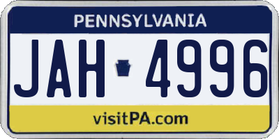 PA license plate JAH4996