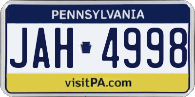 PA license plate JAH4998