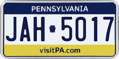 PA license plate JAH5017