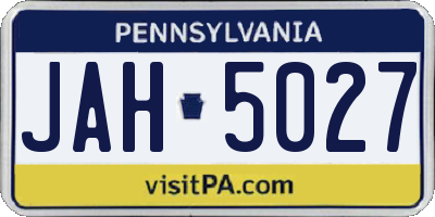 PA license plate JAH5027