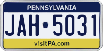 PA license plate JAH5031