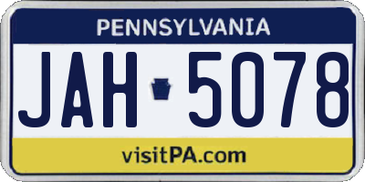 PA license plate JAH5078