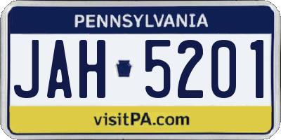 PA license plate JAH5201