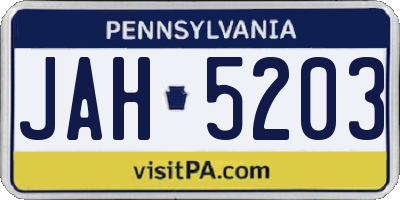 PA license plate JAH5203