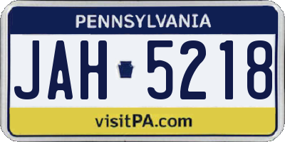 PA license plate JAH5218