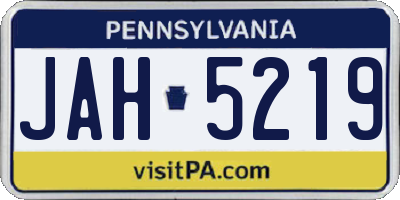 PA license plate JAH5219