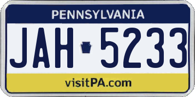 PA license plate JAH5233